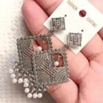New Latest Design Drop & Dangles Hoop Jhumki Oxidised Silver Earrings for women/girls (Combo of 4 Pair) - Image 4