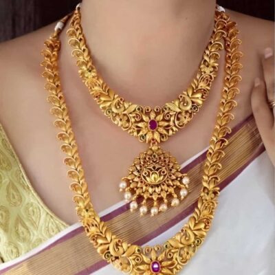 Bridal Double Necklace With Earring Jewellery Set For Indian Bride