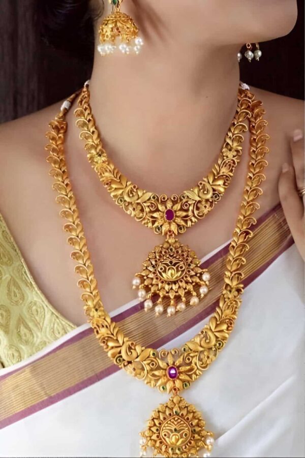 Bridal Double Necklace With Earring Jewellery Set For Indian Bride