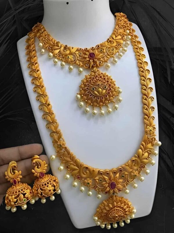 Bridal Double Necklace With Earring Jewellery Set For Indian Bride - Image 2