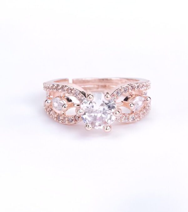 Rose Gold Wedding Ring & Gold Plated Pink Cubic Ring