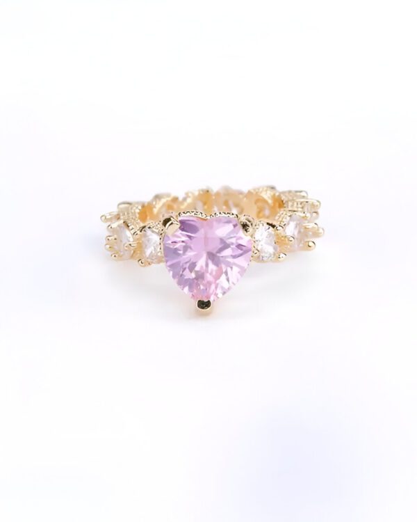 Rose Gold Wedding Ring & Gold Plated Pink Cubic Ring