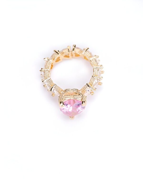 Rose Gold Wedding Ring & Gold Plated Pink Cubic Ring