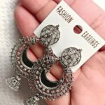 New Latest Design Drop & Dangles Hoop Jhumki Oxidised Silver Earrings for women/girls (Combo of 4 Pair) - Image 3