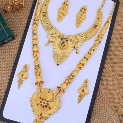 Traditional One Gram Golden Color Heavy Semi Bridal Jewellery Sets for Women /Necklace/Jewelery/Jualry Set For Women
