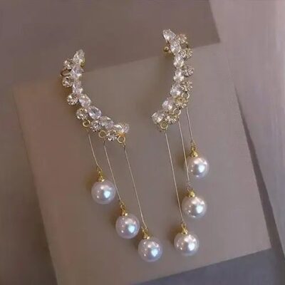 Crystal Pearl Unique Earrings Ear Clips Ear Cuff For Women Non-Piercing Zircon Clip Earrings Party Jewelry Gifts